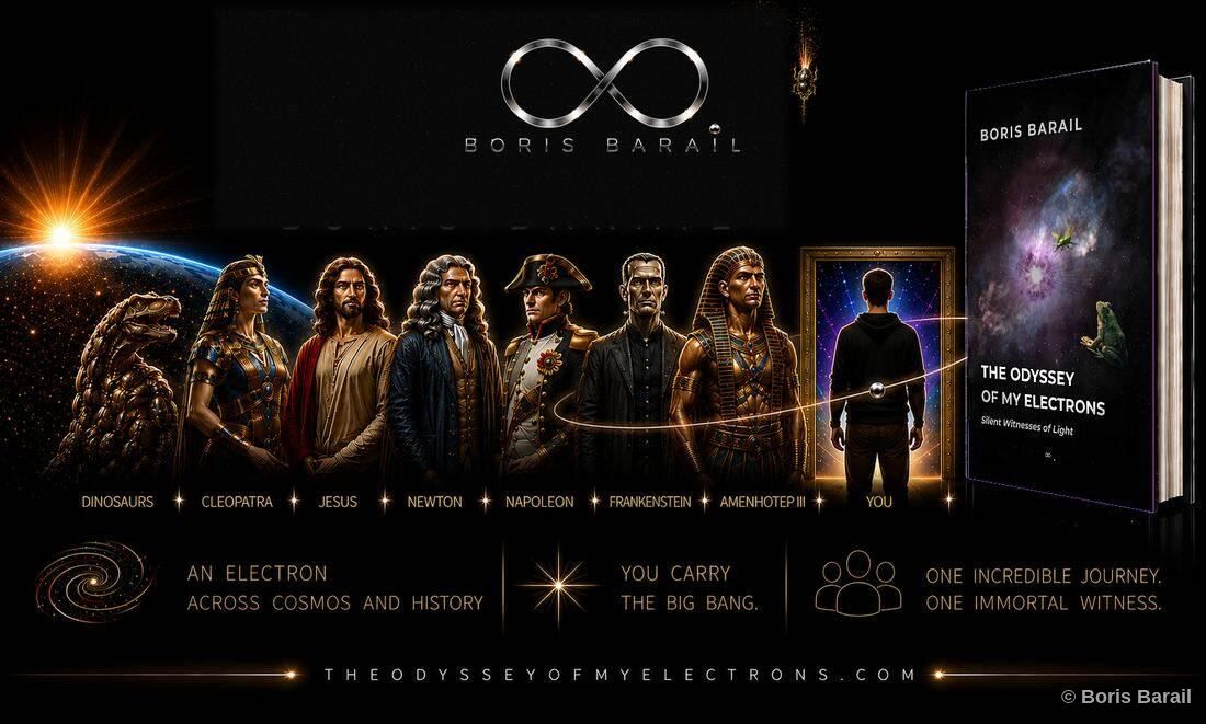 Boris Barail — The Odyssey of My Electrons — dinosaurs, Cleopatra, Jesus, Newton, Napoleon, Frankenstein, Amenhotep III, you