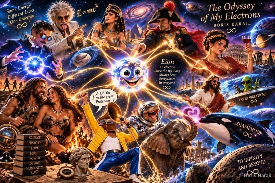 The Odyssey of My Electrons — cosmic cast, full ensemble